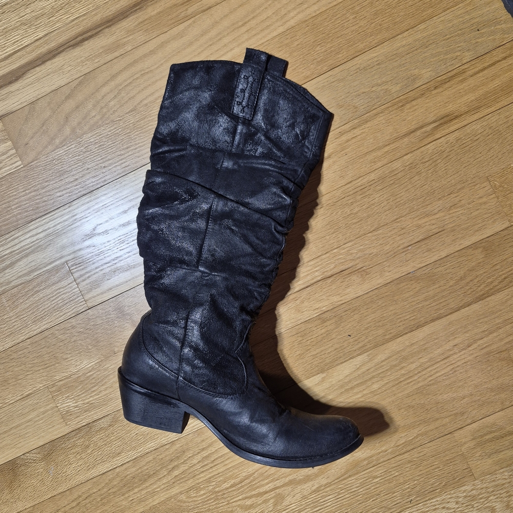 Black Leather Western Style Women's Boots Vintage, Size 6.5 - Picture 5 of 10